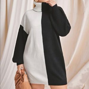 Brand New Two Tone Turtleneck Sweater Dress